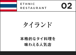 02 ETHNIC RESTAURANT タイランド 本格的なタイ料理を味わえる人気店