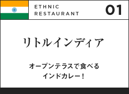 01 ETHNIC RESTAURANT リトルインディア オープンテラスで食べるインドカレー！