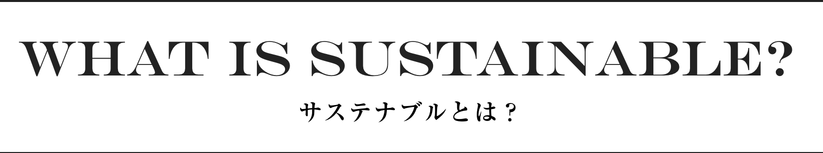 WHAT IS SUSTAINABLE? サステナブルとは？