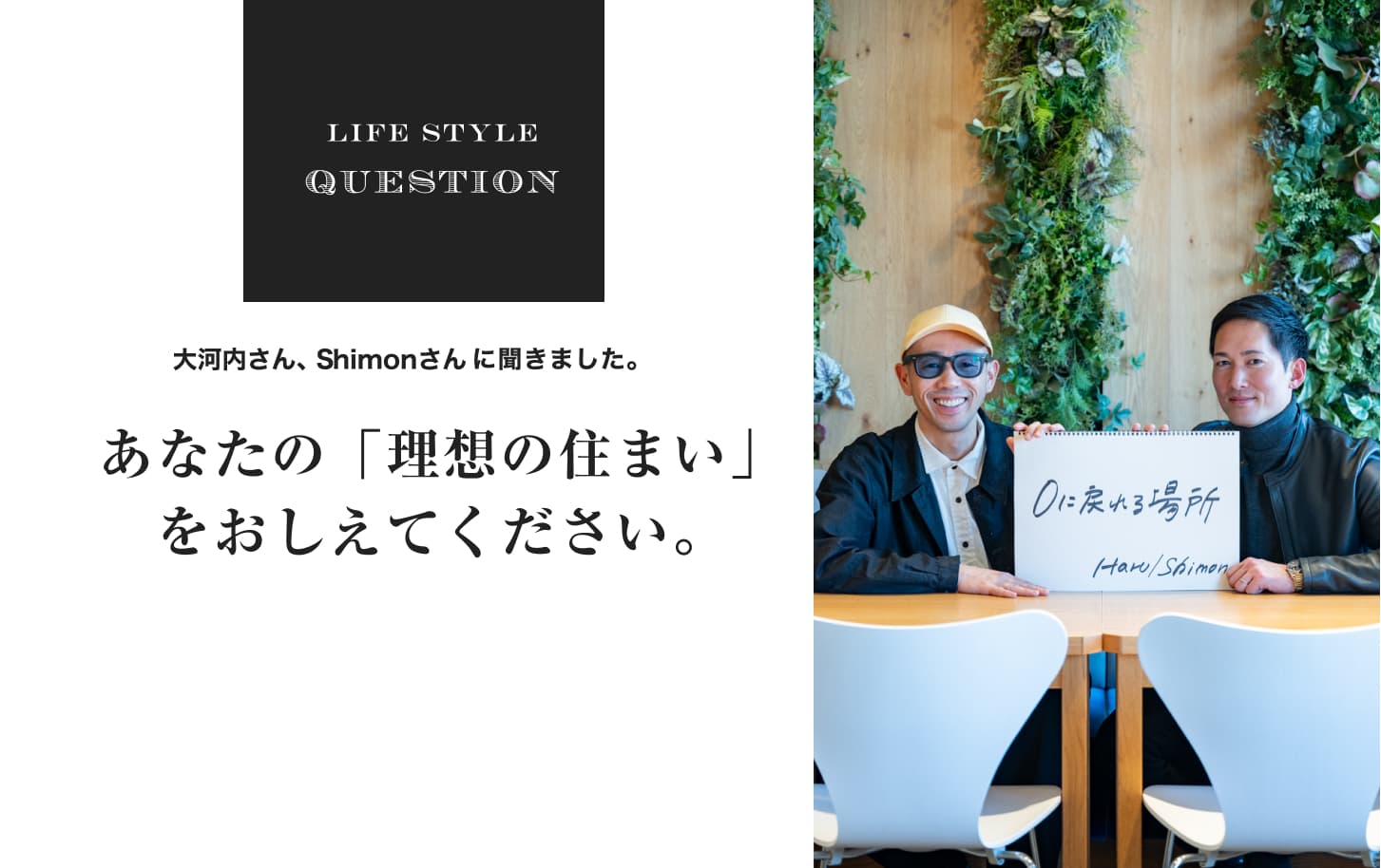 LIFE STYLE QUESTION 川合 将人さんに聞きました。あなたの「理想の住まい」 をおしえてください。