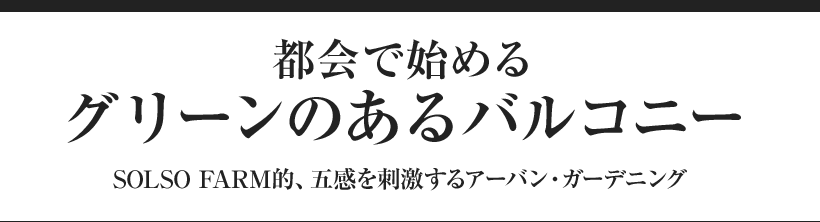 都会で始めるグリーンのあるバルコニー SOLSO FARM的、五感を刺激するアーバン・ガーデニング