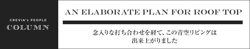 AN ELABORATE PLAN FOR ROOF TOP 念入りな打ち合わせを経て、この青空リビングは出来上がりました